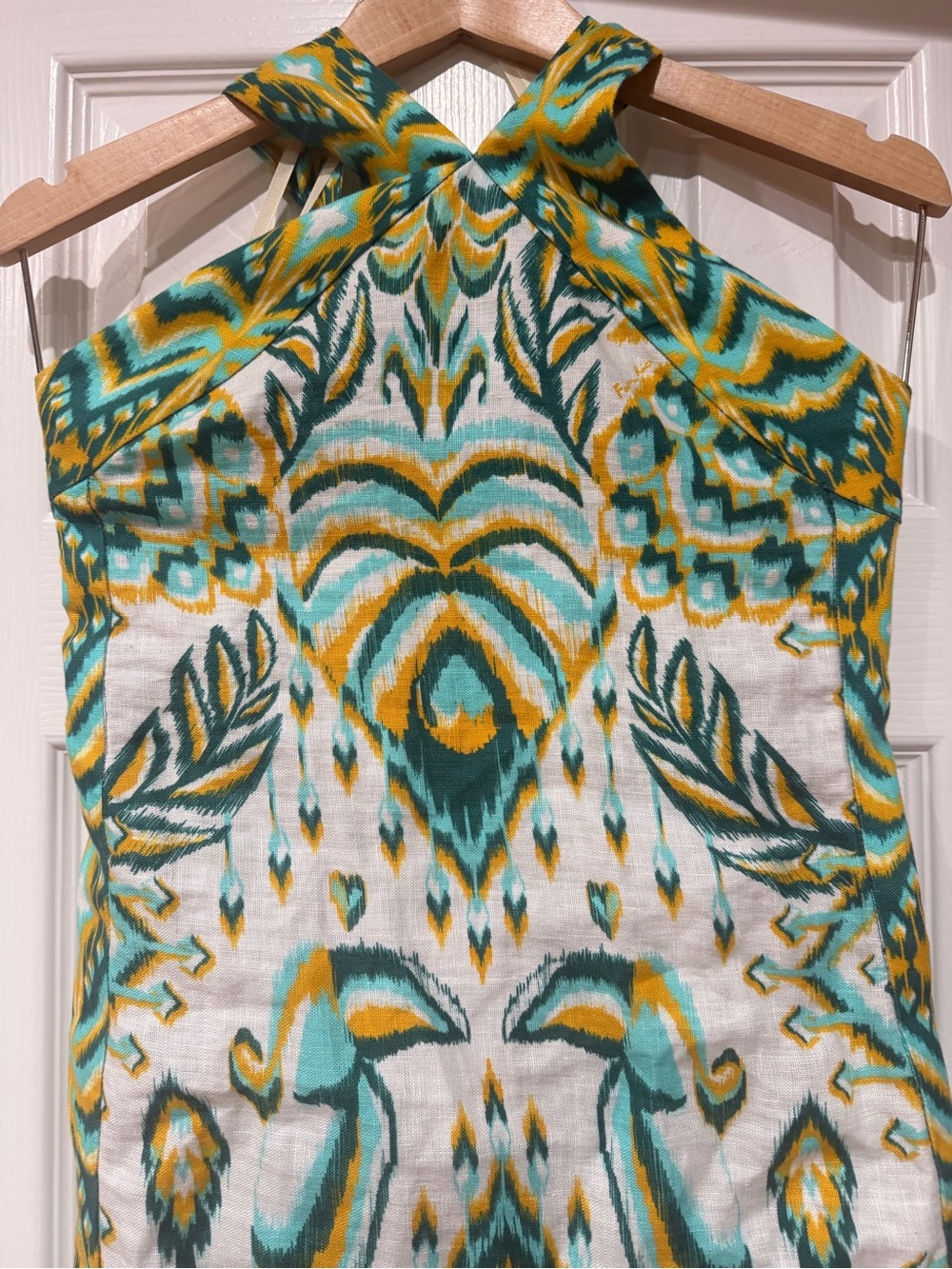 NWT FARM Rio Green & Yellow Halter Dress - Picture 4 of 16